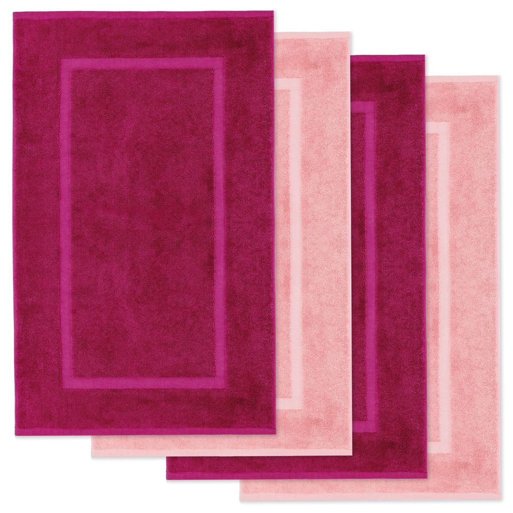 Lavea 4er Set Badematte 50x80 cm, Badvorleger rutschfest, 100% Baumwolle Frottier, 800 g/m_ saugstark, waschbar 60°C, Serie Elena, Bordeaux & Pa...