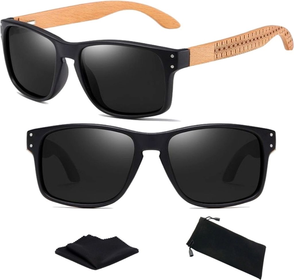 J&W herren oval polarisierte herren-sonnenbrille Vrioni schwarz gläser