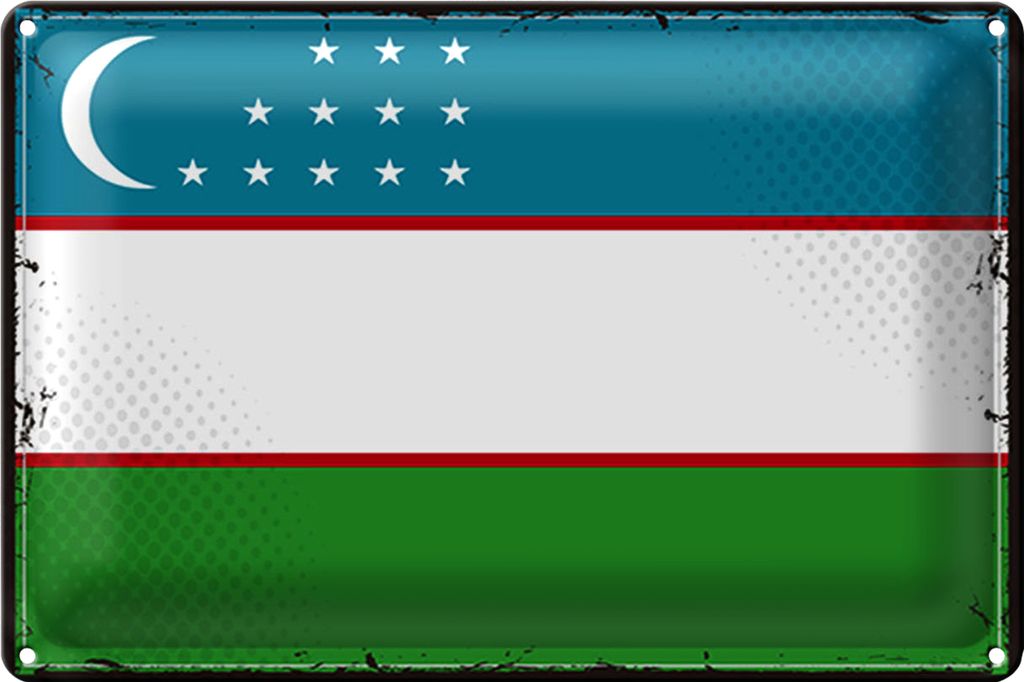 Blechschild Flagge Usbekistan 30x20cm Retro Uzbekistan