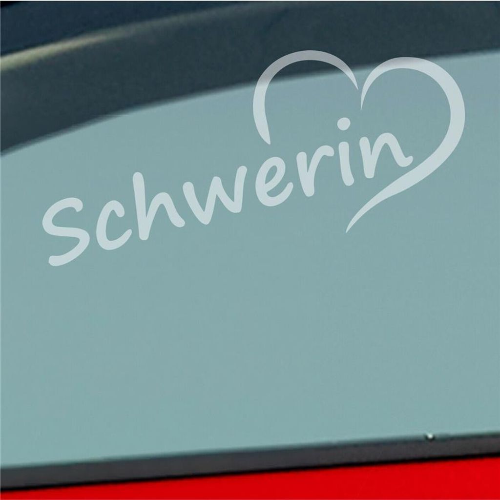 Auto Aufkleber Schwerin Herz Stadt City Liebe Love Heimat 19x8 cm Milchglas Sticker Heckscheibenaufkleber