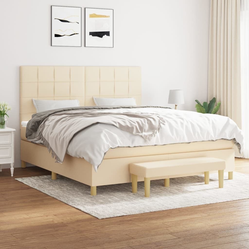 Maison Exclusive - Boxspringbett mit Matratze Creme 180x200 cm Stoff