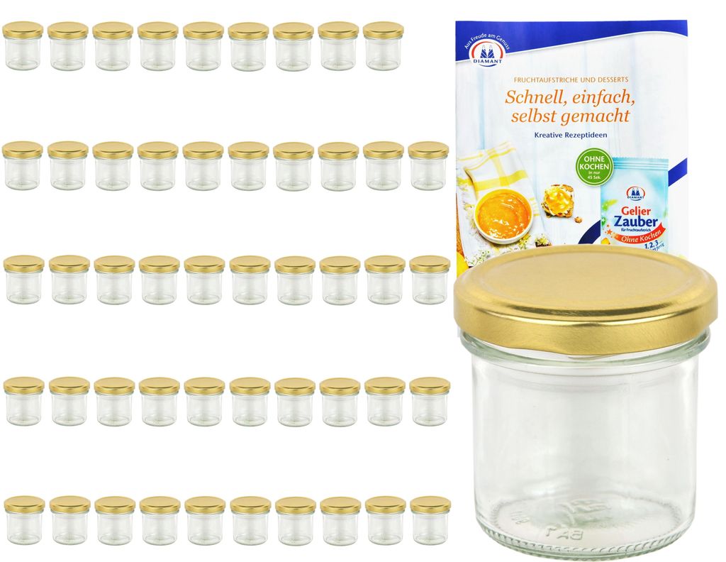 50er Set Sturzglas 167 ml To 66 goldener Deckel Produktbild 