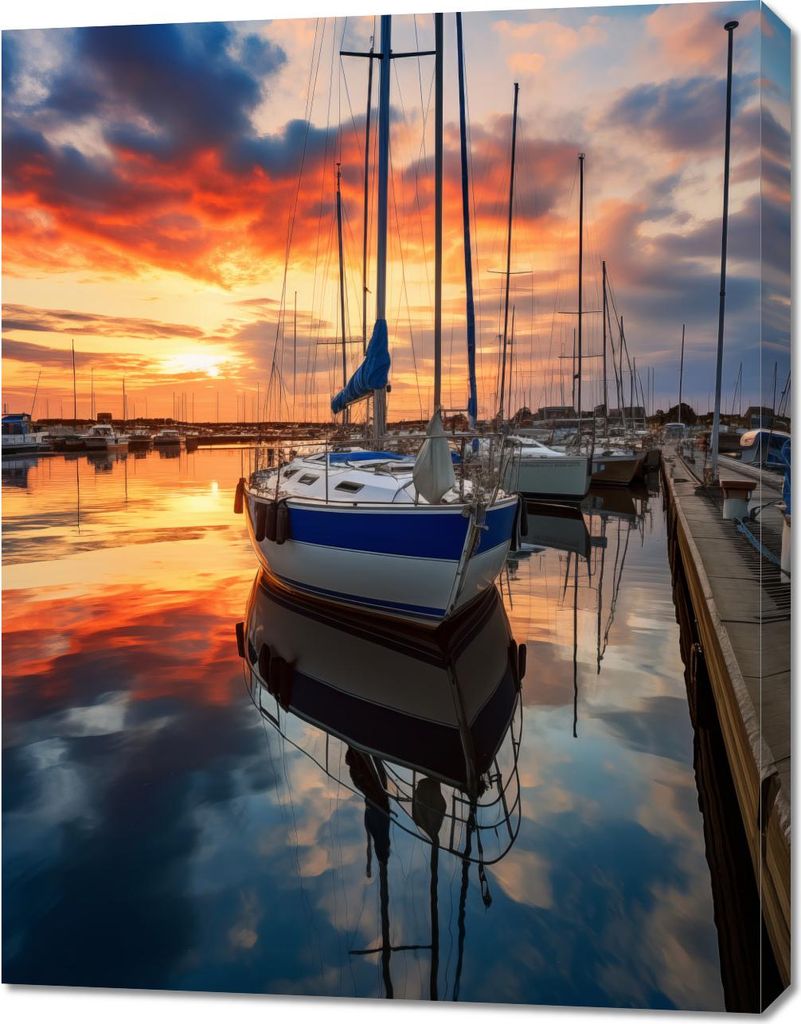 Bild 70x90cm Sonnenuntergang in der Marina