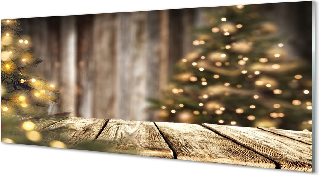 Glasbilder 125x50 Wandkunst Boards Weihnachtsbaumbeleuchtungen