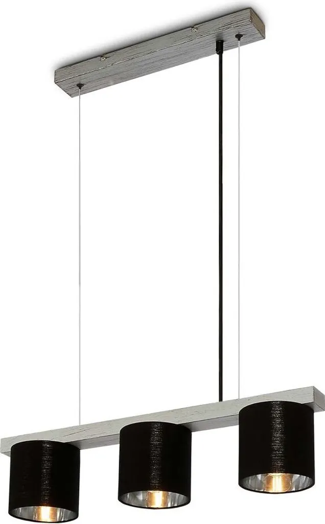 Lampadario Briloner LURI Legno Argento 3 Luci 4736034 Regolabile