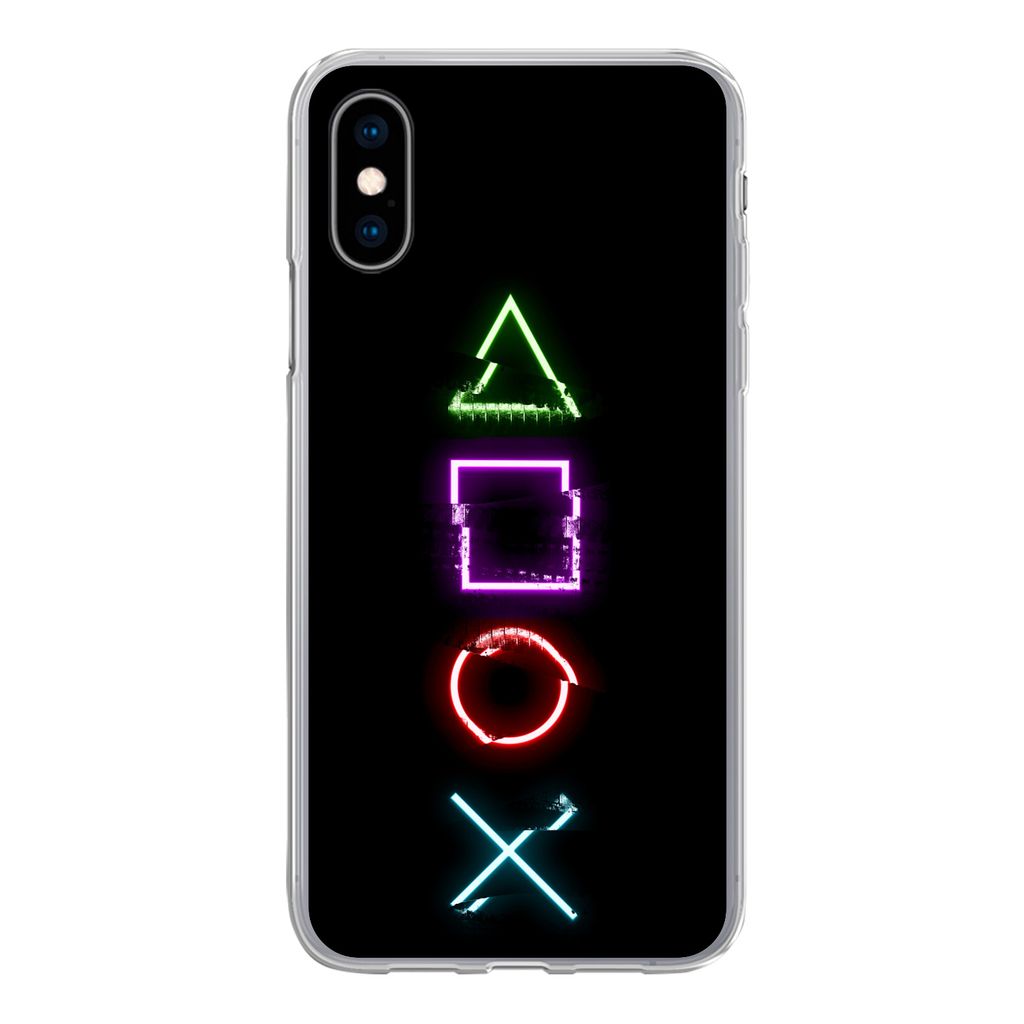 MuchoWow Handyhülle Schutzhülle Hülle für iPhone X Spiele - Controller - Neon Silikon Softcase Handy Hülle - Handyhülle