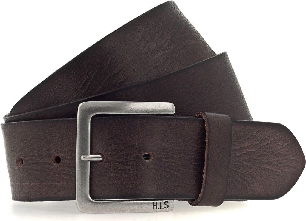 H.I.S Leder Gürtel 45mm Leather Belt W90 Dark Brown braun