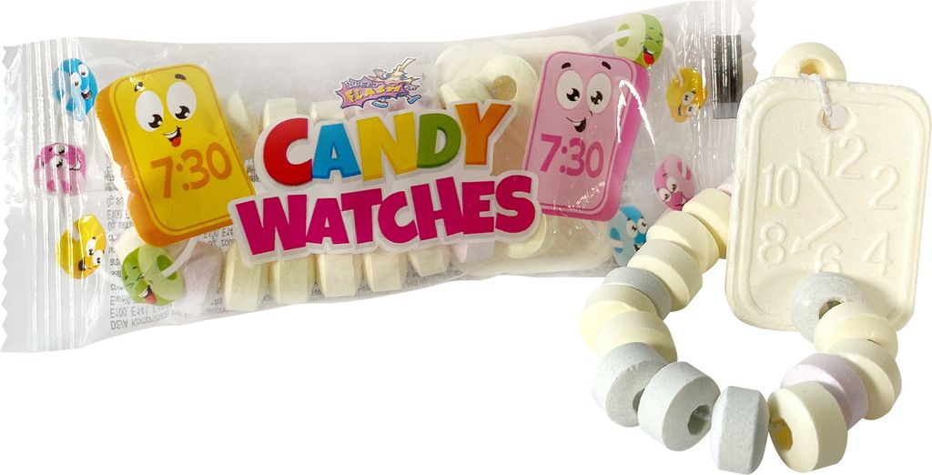 Sladké náramky Candy Hodinky jednotlivo balené 10 kusov po Obrázok produktu