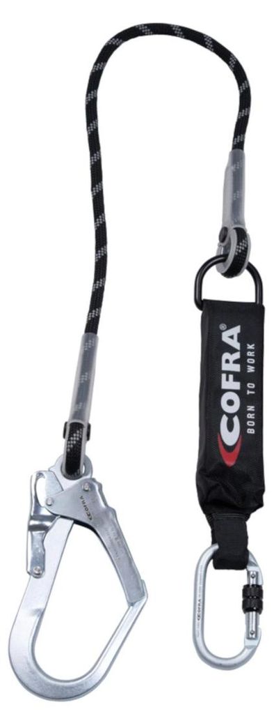 Cofra Verbindungsmittel mit Falldämpfer 11 mm Seil 40-140 kg EN 355 Karabiner Stahl