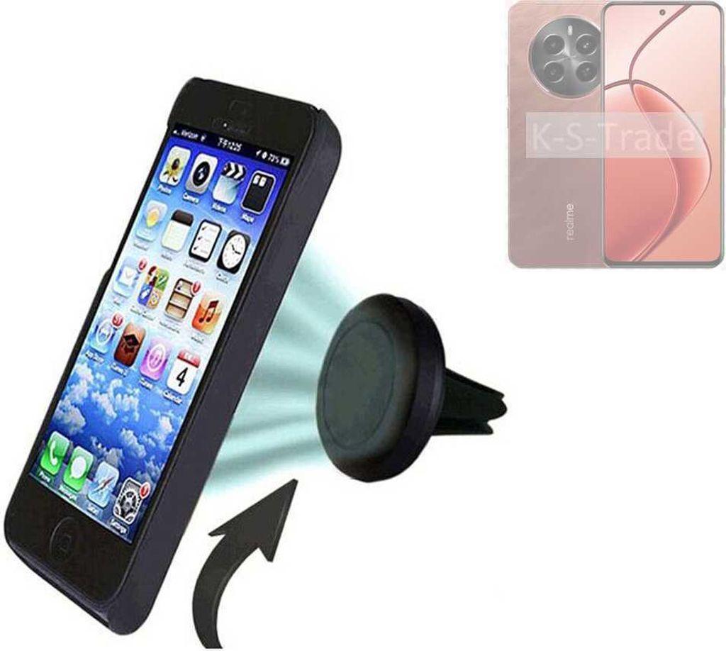 K-S-Trade Kompatibel mit Realme P1 Pro 5G Auto Handy Halterung KFZ Halter Lüftungsgitterhalterung Air Vent mount Smartphone Halter