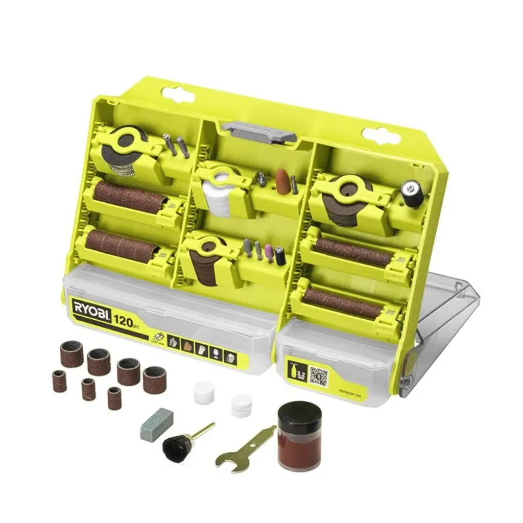 Ryobi RAR800K Set Lucidatura 120 Pezzi - Kit Fai Da Te Professionale