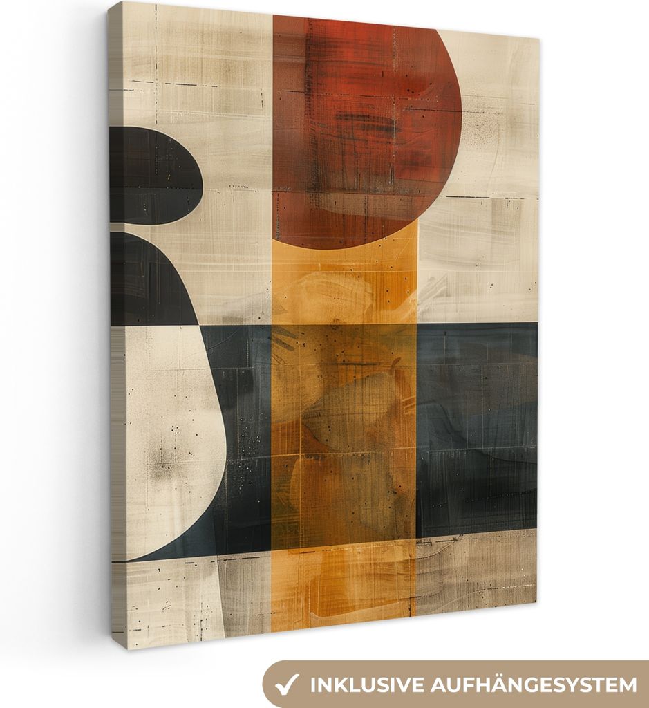 MuchoWow - Leinwandbilder - Abstrakt - Kunst - Formen - Modern, Wandbild, Wanddeko Bilder Wohnzimmer, 60x80 cm