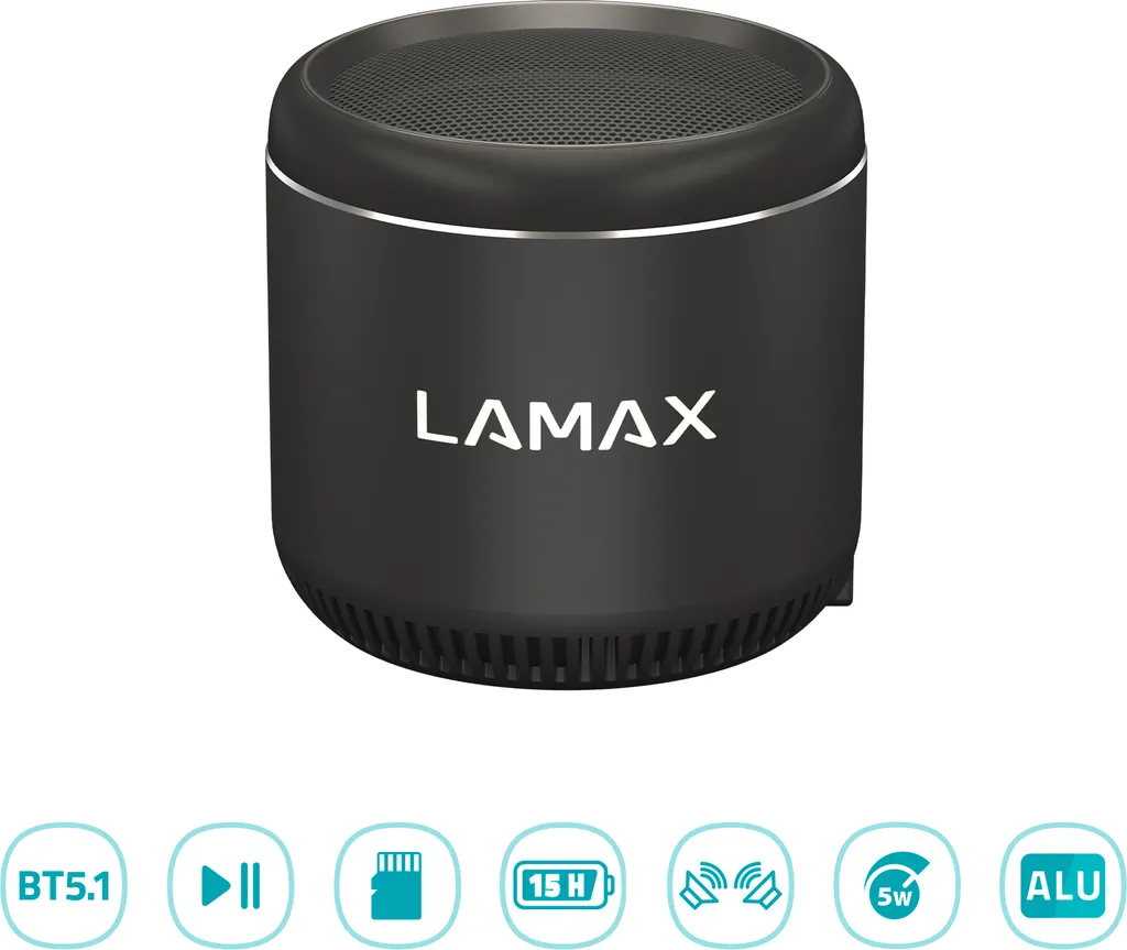 Haut-parleur LAMAX Sphere2 Mini noir avec BeatBass pour smartphone
