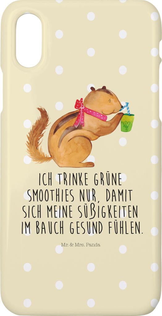 Mr. & Mrs. Panda Iphone 10 Handyhülle Eichhörnchen Smoothie - Gelb Pastell - Geschenk, X, Handy Case, Cover, Abnehmen, Streifenhörnchen, Green S...