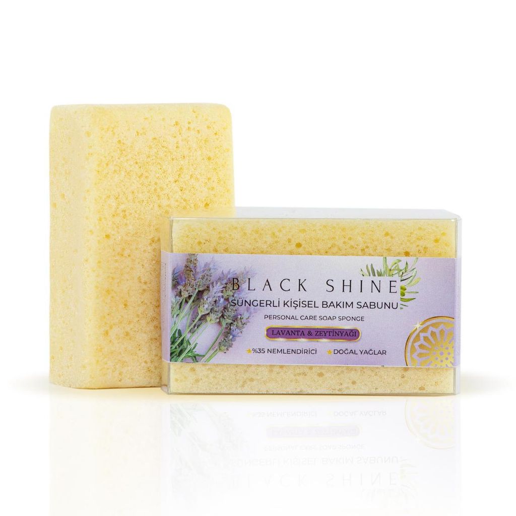 Savon Black Shine avec éponge à la lavande et à l'huile Image du produit 