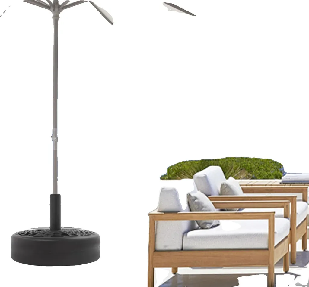 Support de parasol rond en HDPE noir durable pour mâts standards Ø38mm