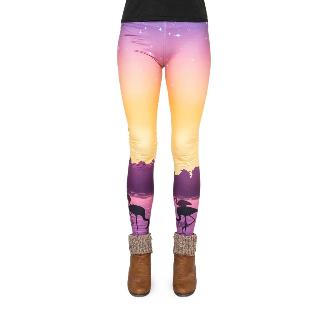 cosey - Flamingo Line -Leggins (Einheitsgröße) - Design Flamingo Night