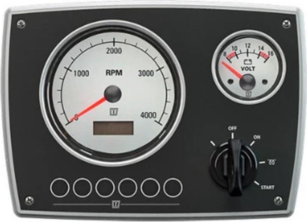 VETUS 12V Aluminium-Motorpanel mit weißen Anzeigen, 0–4000 Produktbild 