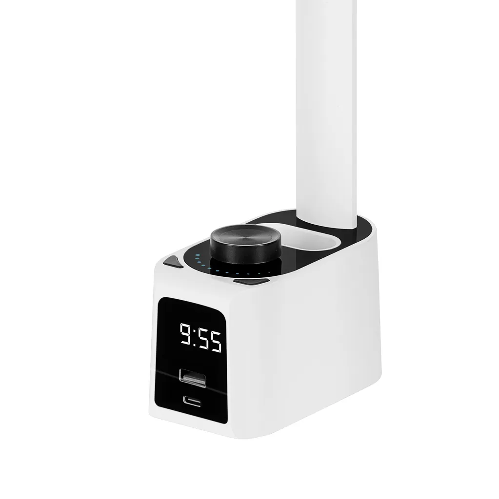 Lampe tactile 72 LED Rebel KOM1019 horloge LCD et bras articulé blanc