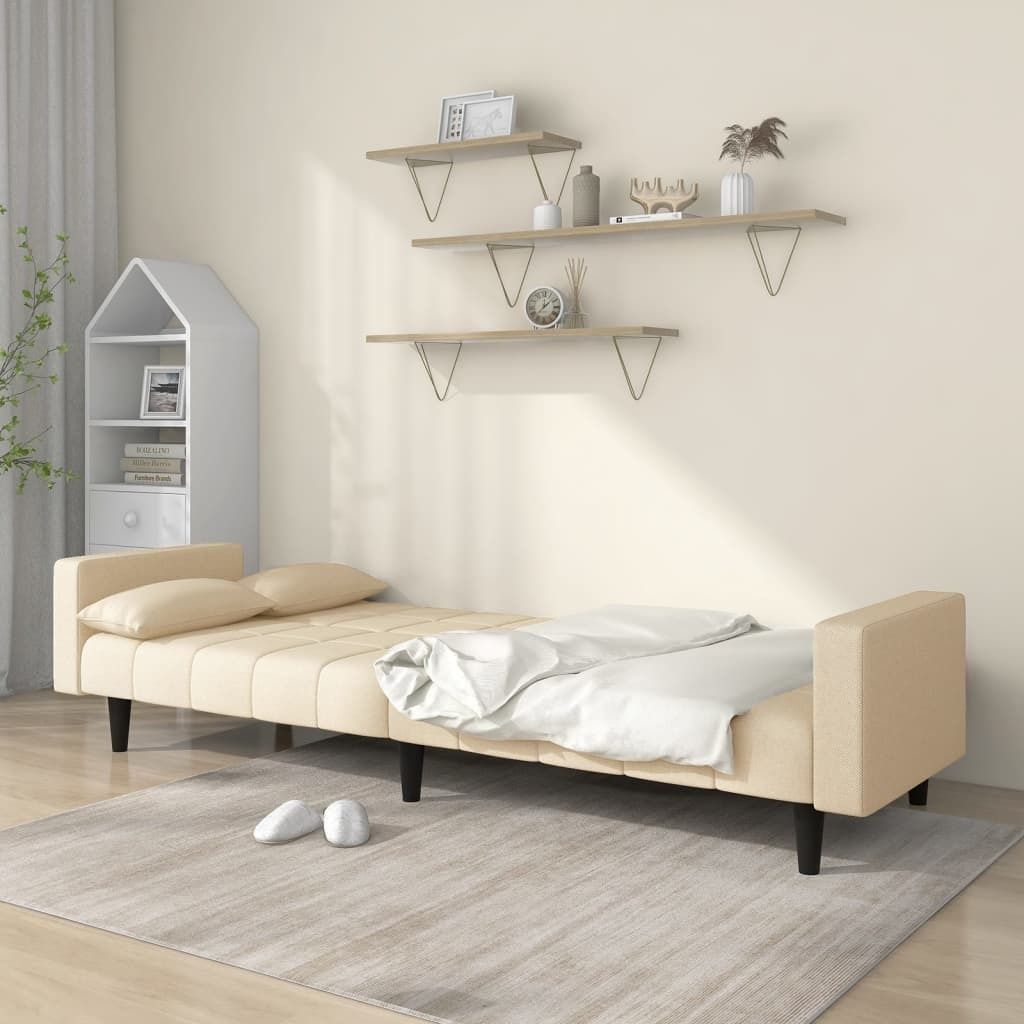 "im Sonderangebot"Schlafsofa - CLORIS - Bettsofa eleganten Design - 2-Sitzer mit 2 Kissen Creme Stoff - 220 x 84,5 x 69 cm - DEMöbel7812157
