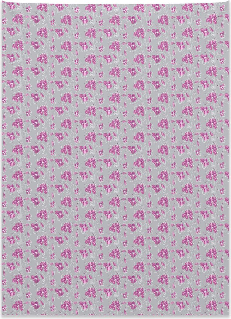 Abakuhaus Blumen Wandteppich, Abstrakte Pflanzengekritzel aus Weiches Mikrofaser Stoff Kein Verblassen Klare Farben Waschbar, 110 x 150 cm, Fuchsie...