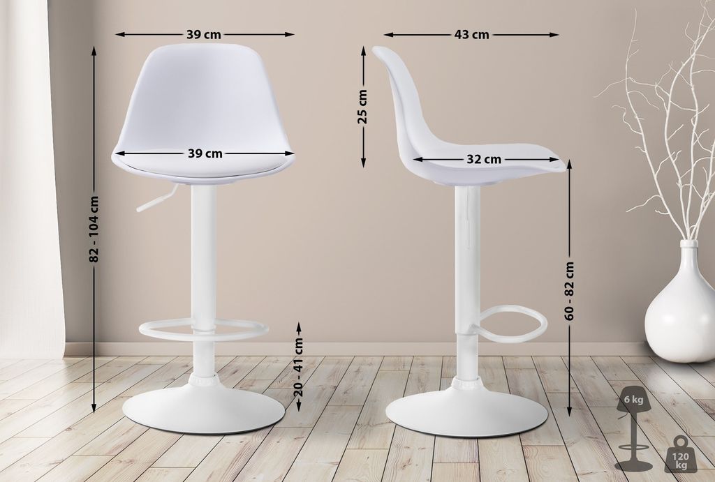 Barhocker HLO-CP24 Kunstleder weiß weiß