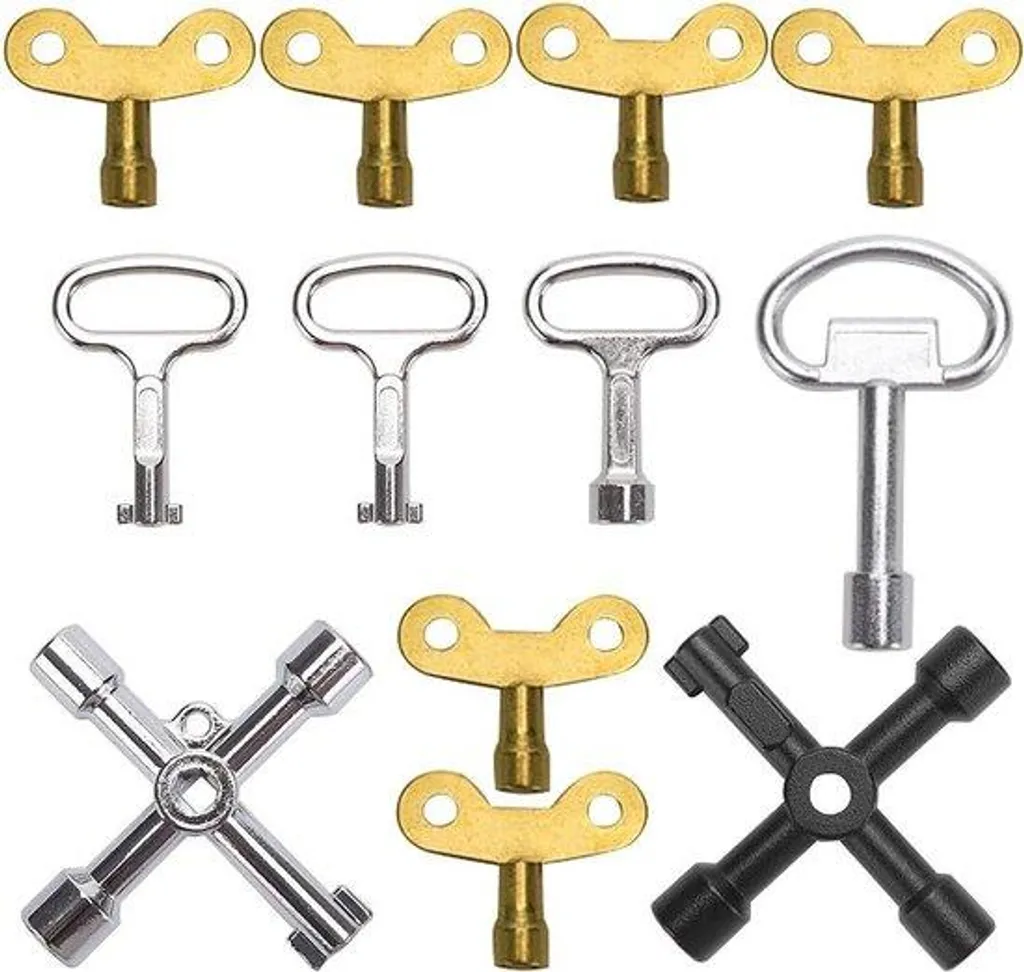 Clé multifonction 4 positions et clé de purge radiateur - Kit 12 pièces