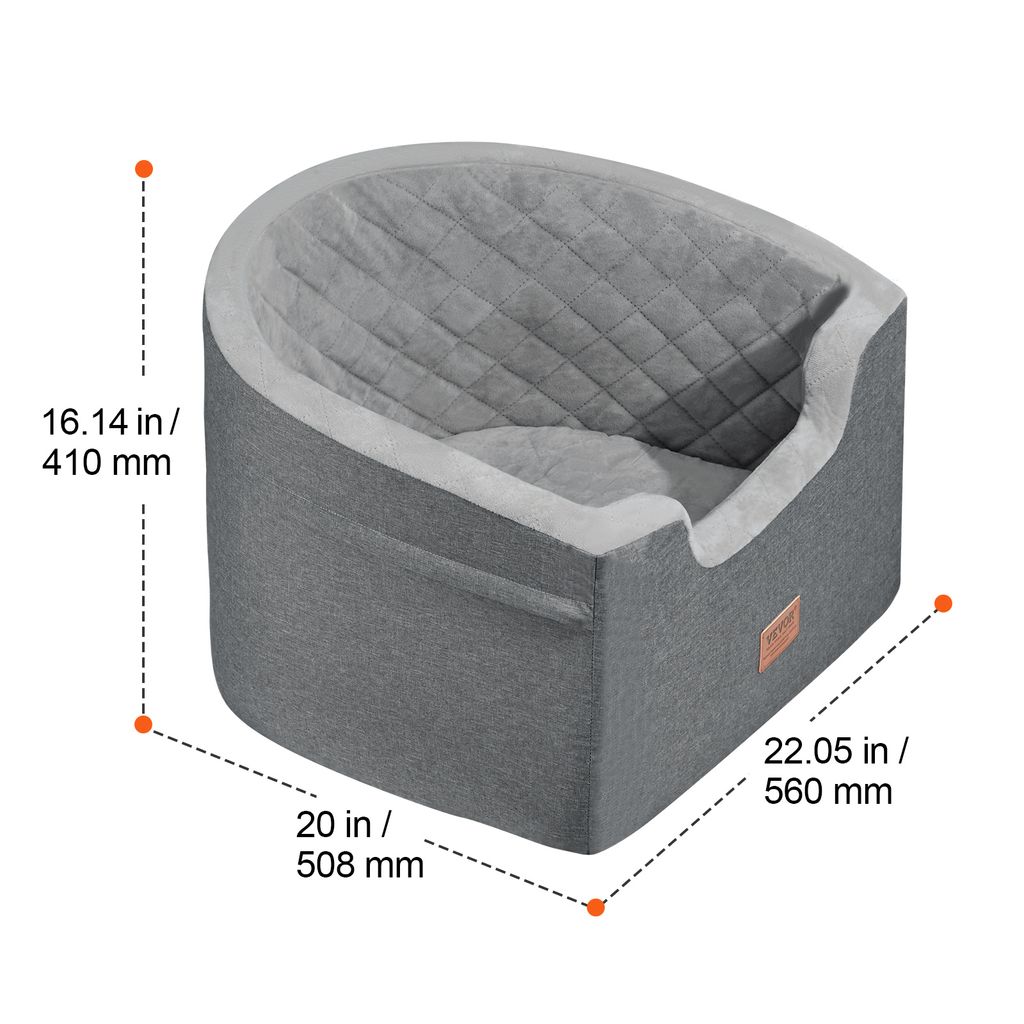 Johnear Autositz & Hundebett 2-in-1 Für Mittelgroße Hunde Bis 30kg – Mit Sicherheitsleine & Taschen (76x52x20 Cm)