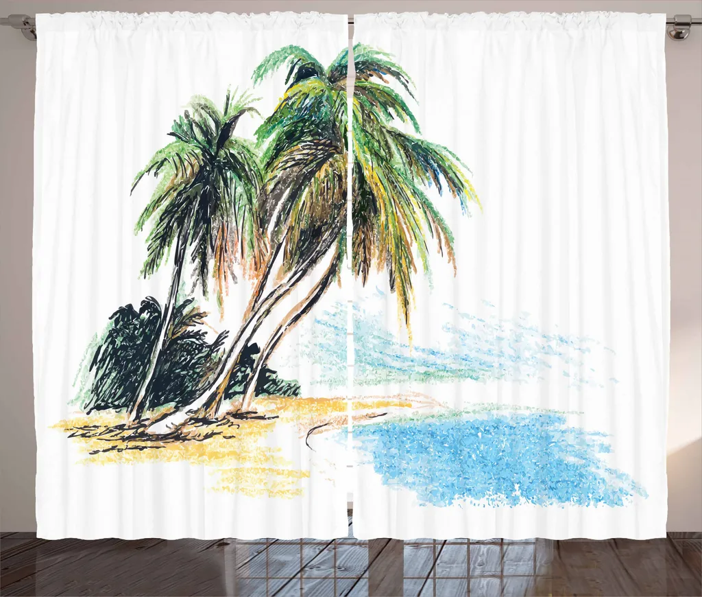 Tende Moderne ABAKUHAUS Palme Tropicali Verde e Azzurro 280x245