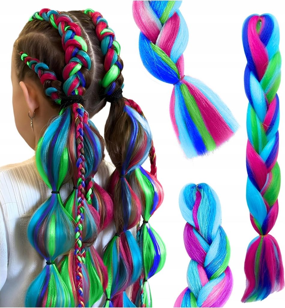 Włosy Syntetyczne Do Warkoczyków Doczepiane Kolorowe 120 Cm Zdjęcie produktu 
