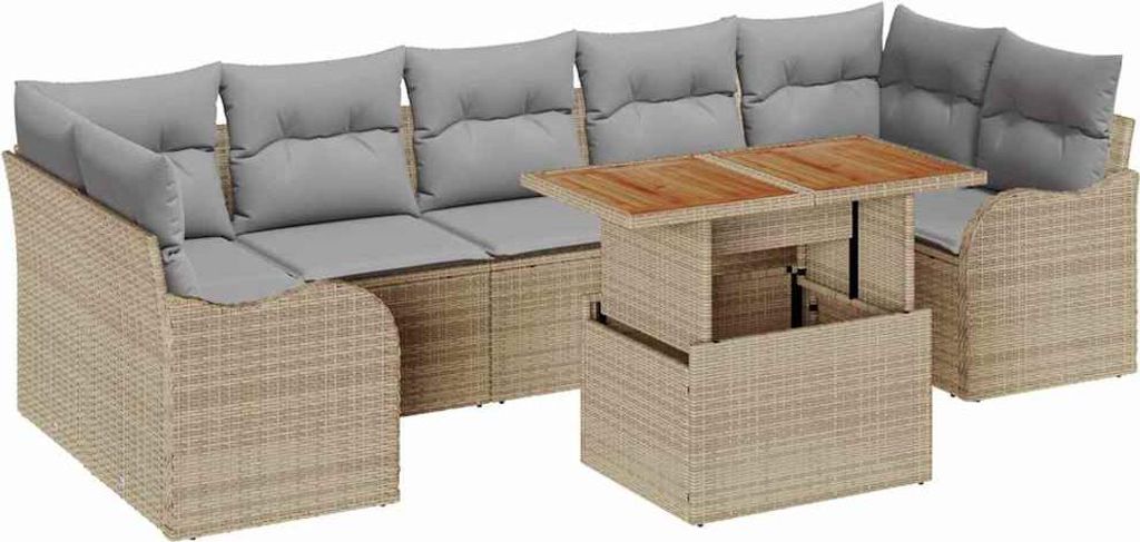 Möbel Garten-Sofa-Set - Outdoor-Lounge-Set - mit Kissen 8er Set,multifunktional& Moderne - Beige und Hellgrau - Gartengarnitur - Gartensofas CLORI...