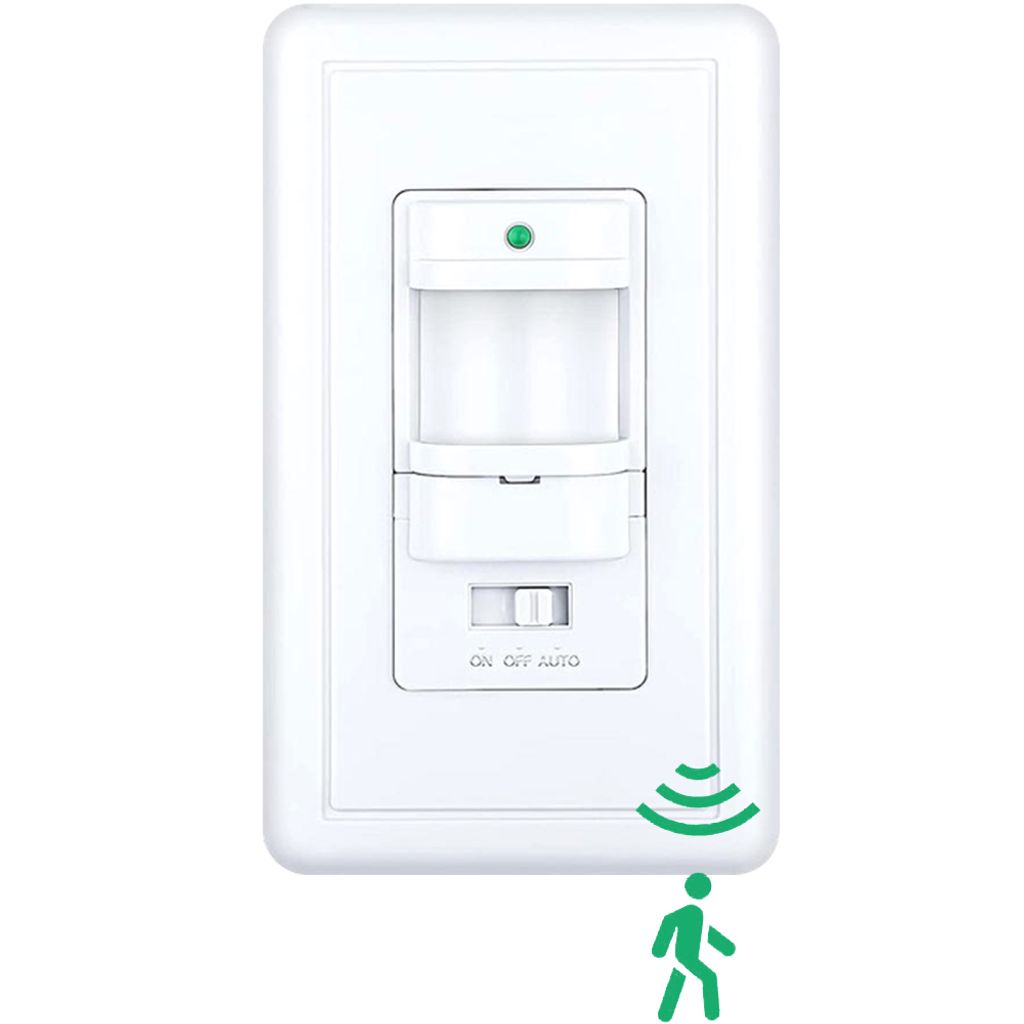 Innen PIR Bewegungsmelder 180° Unterputz Lichtschalter, 9m Reichweite, 230V, 2-Draht, Energieklasse A, Weiß