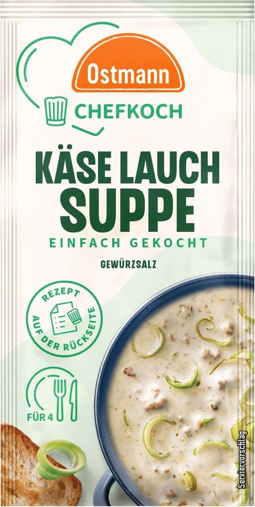Ostmann Chefkoch Käse Lauch Suppe Gewürzzubereitung Packung 20g