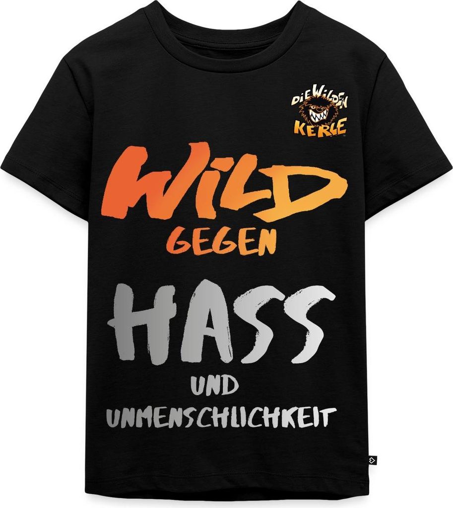 Spreadshirt Die Wilden Kerle Wild Gegen Hass Und Unmenschlichkeit Kinder Premium T-Shirt, 110/116 (4 Jahre), Schwarz