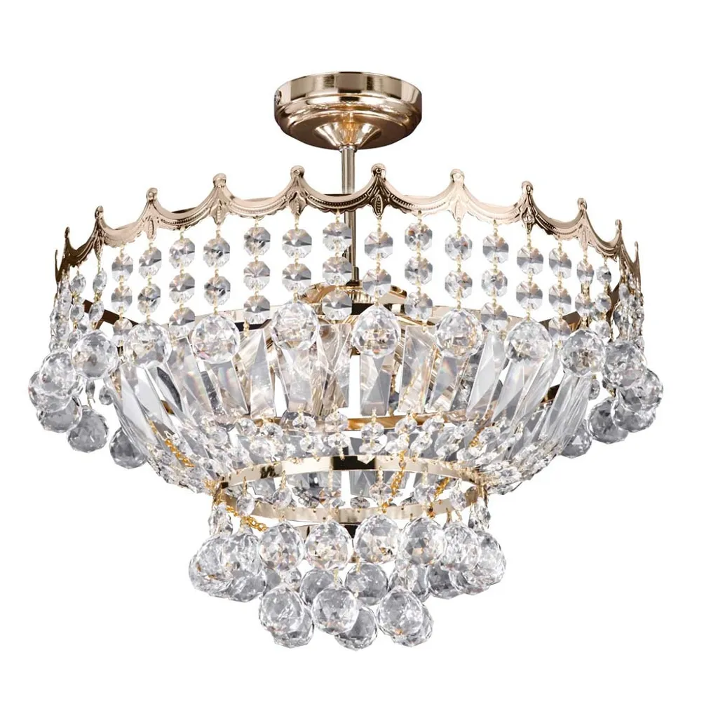 Lustre 5 flammes en cristal clair et finition dorée Versailles 39 cm