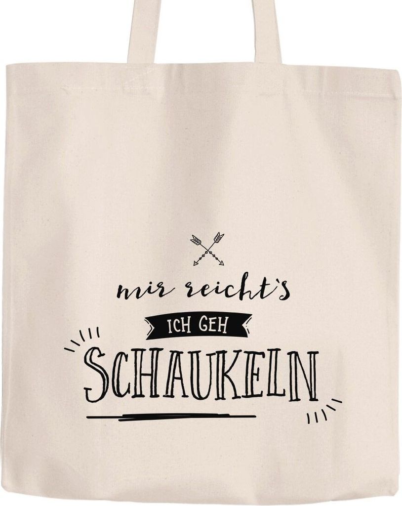 Jutebeutel Mir reichts ich geh schaukeln Sprüche Spruch lustig Baumwolltasche Stoffbeutel Tragetasche Moonworks natur unisize