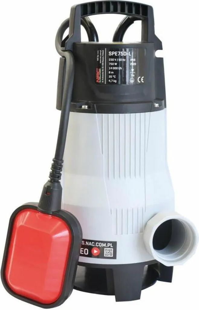 Pompe de relevage eaux chargées 750W pour inondation cave - NAC SPE75D-L