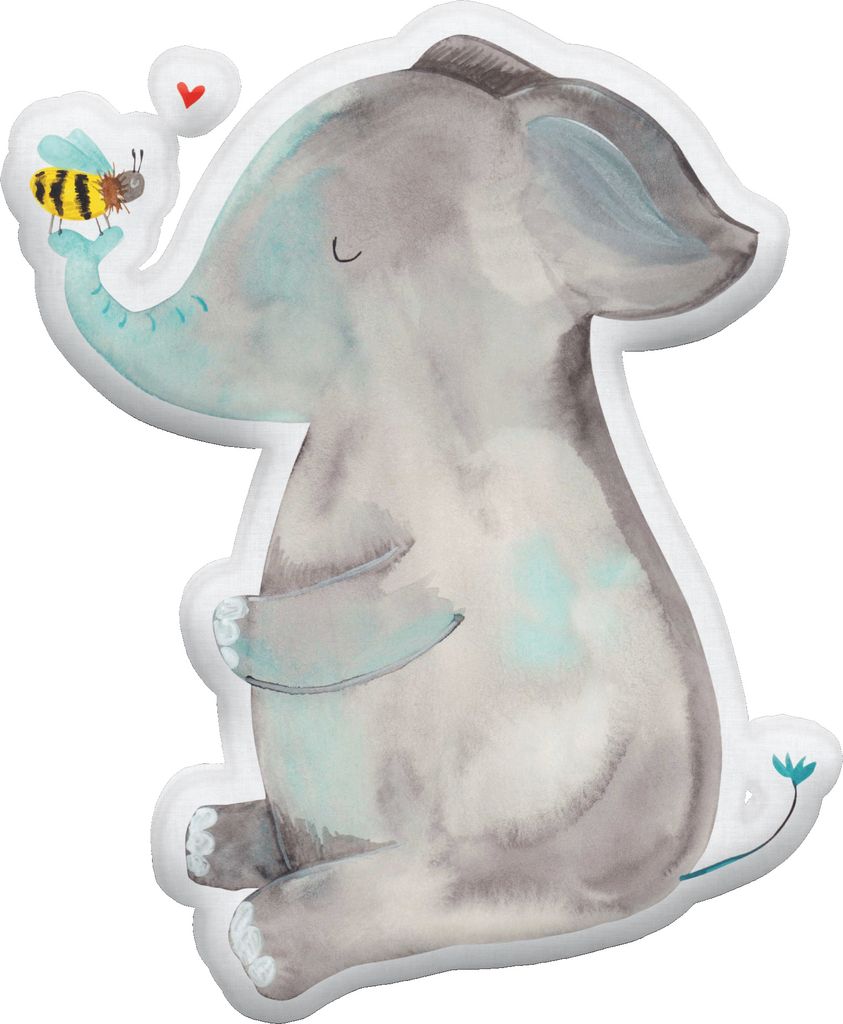 Mr. & Mrs. Panda Kuschelkissen Elefant Biene 45 cm - Weiß - Geschenk, Liebe, Zierkissen, Stofftier, Dekokissen, Jahrestag, Hochzeitsgeschenk, Lieb...