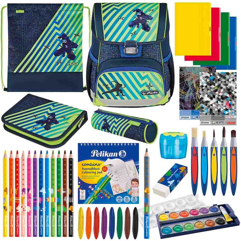 Herlitz Schulranzen Set Loop Plus Funky Ninja 14-teilig