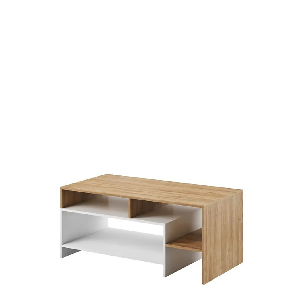 Tavolino Basso MIGUEL Bianco/Rovere - Offerta Mobili Soggiorno