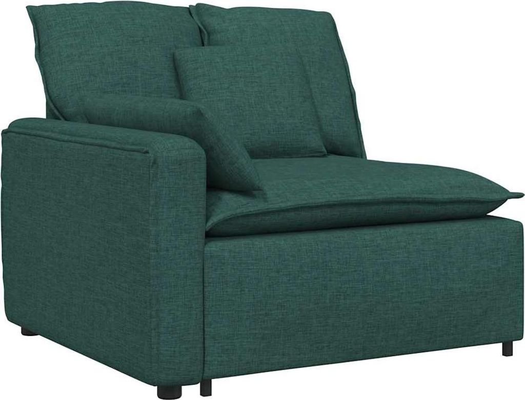 vidaXL Modulares Sofa Endmodul mit Armlehne Kissen Dunkelgrün 100 cm