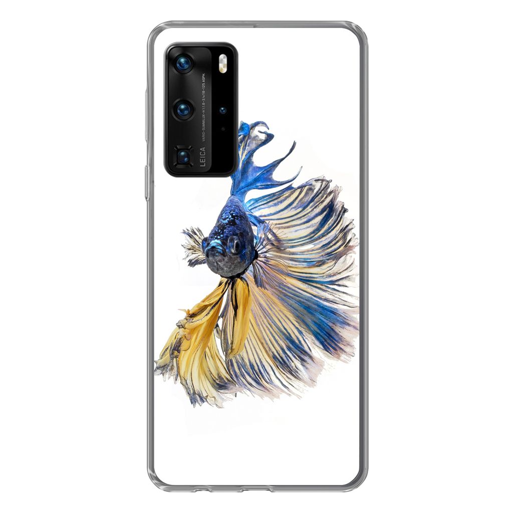 MuchoWow Handyhülle Schutzhülle Hülle für Huawei P40 Pro Fisch - Schwanz - Blau Silikon Softcase Handy Hülle - Schutz