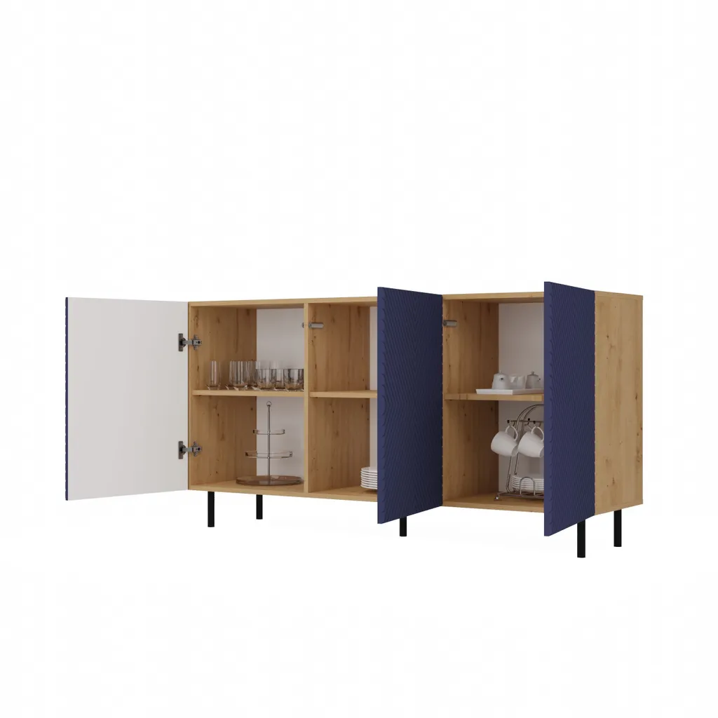 Optimisez votre Rangement avec la Commode KAMA 150 cm Chêne et Bleu