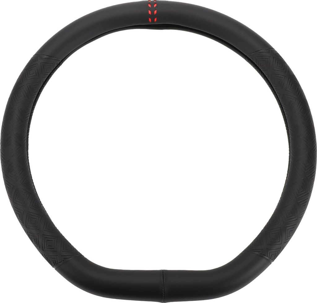 Lenkradbezug / Lenkradzubehör für Auto / Strapazierfähiges D-förmiges Nappaleder / 1 Stück Schwarz Rot