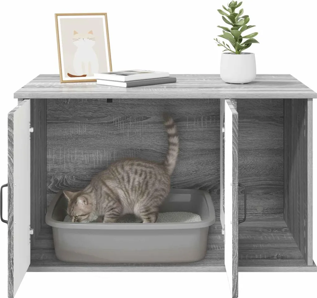 Casetta per Gatti SYFAX™ Grigio Sonoma - Mobile Cuccia in Legno Moderno - 10