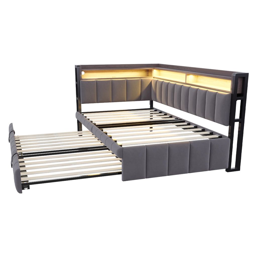 Flieks Schlafsofa Tagesbett 90x200cm mit Ausziehbett, Produktbild 