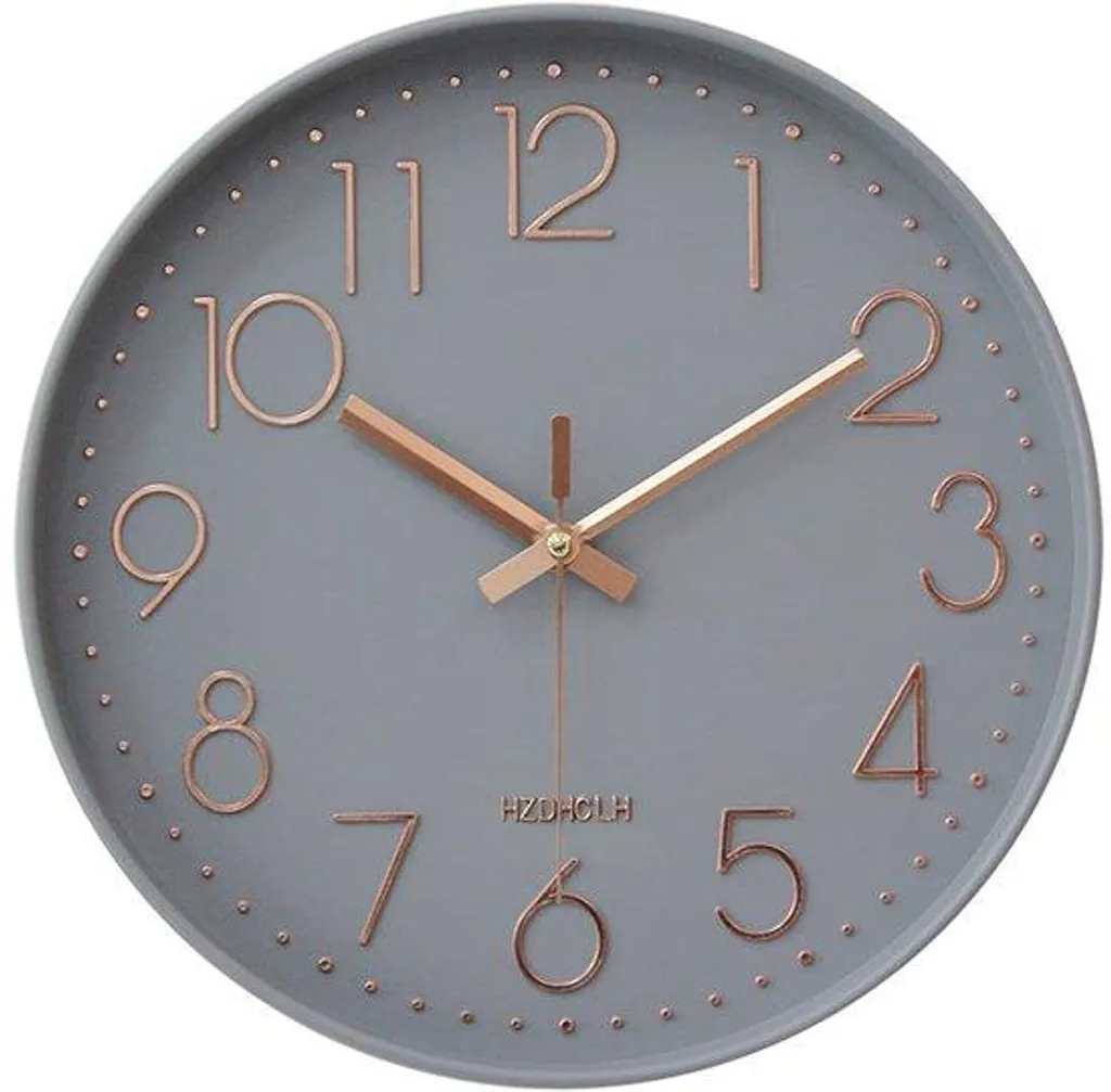 Pendule murale moderne 30cm coloris Ash Gold - Grande horloge de salon