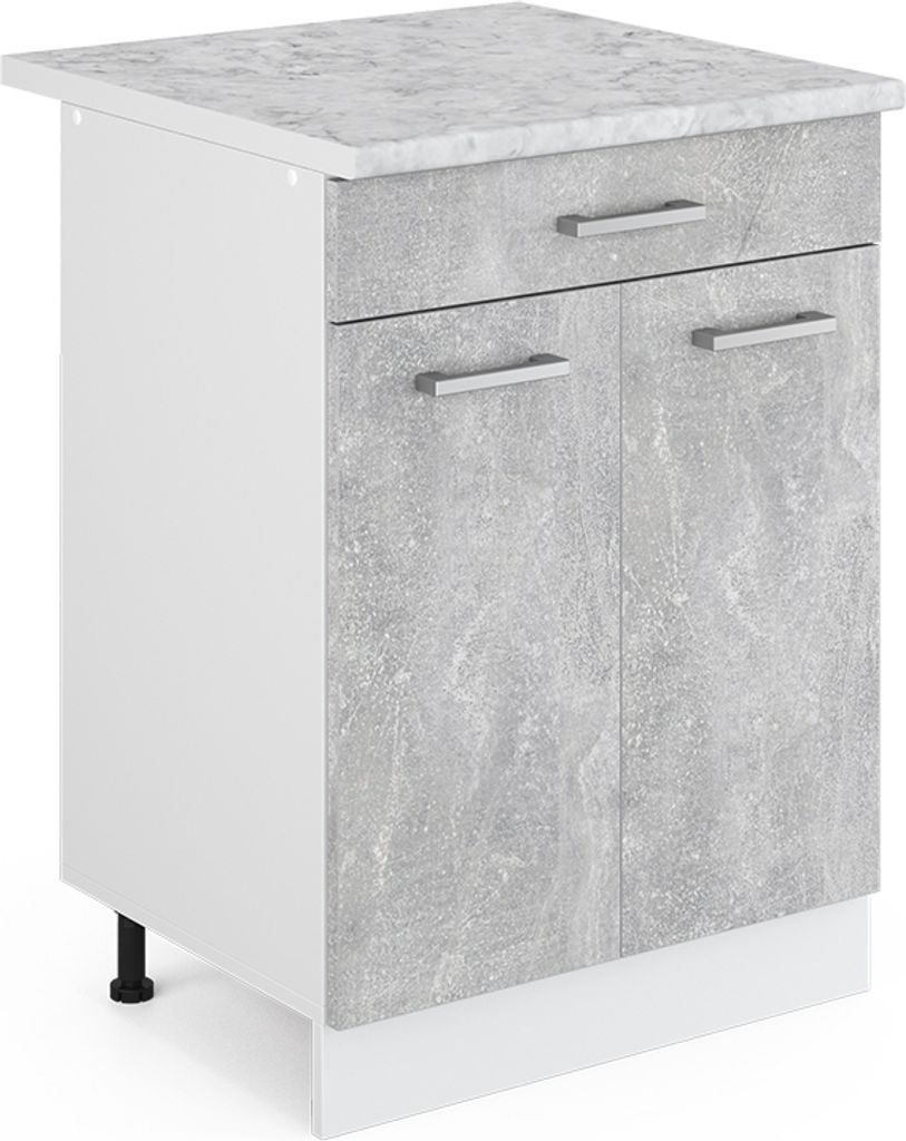 Küchenunterschrank Vicco R-Line Beton 60 cm mit Schublade, AP Marmor, Model 30239