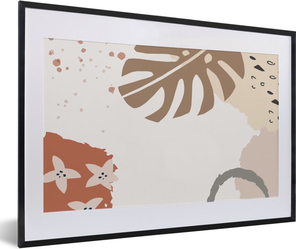 MuchoWow® Gerahmtes Poster Sommer - Monstera - Grau 60x40 Produktbild 