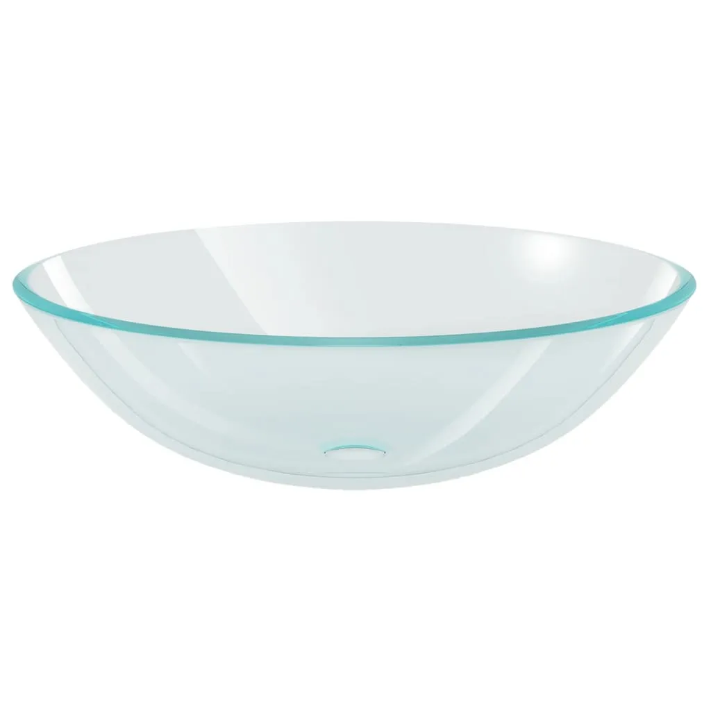 Lavabo en Verre Anti-Calcaire 42 cm - Vasque Transparente Facile à Nettoyer
